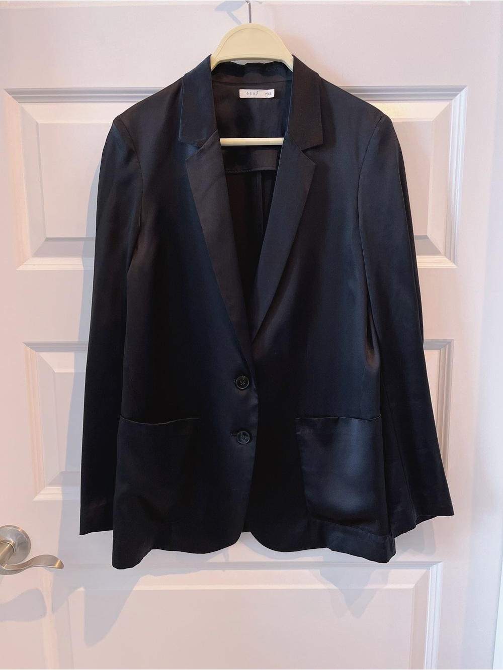 Minimalist Luxury 6397 100% Black Silk Blazer XS